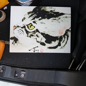 Artistic Cat Portrait with Yellow Eyes